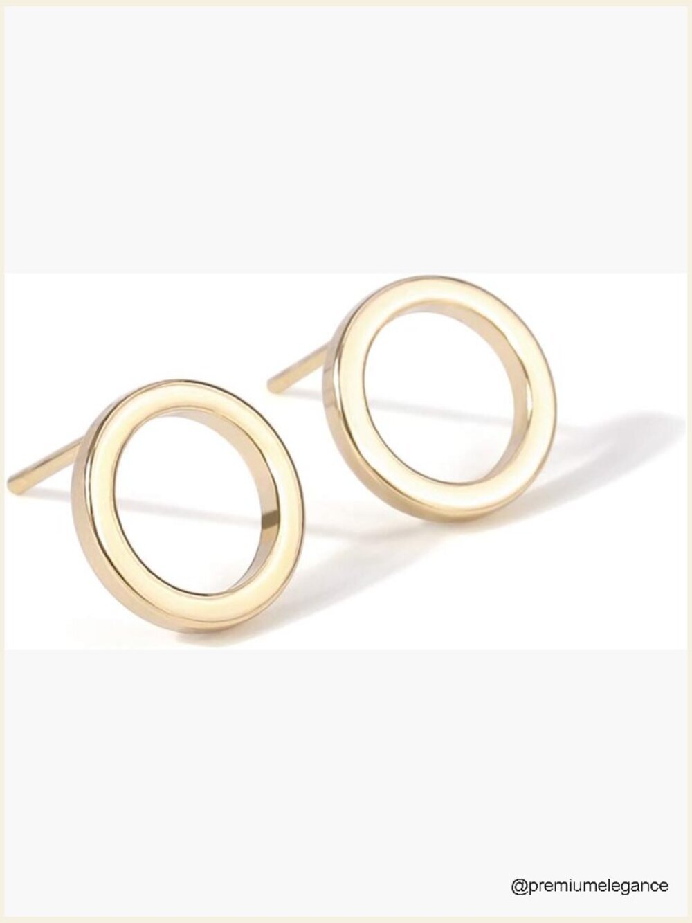 18K Gold Plated Open Circle Stud Earrings 10mm Minimalist for Women